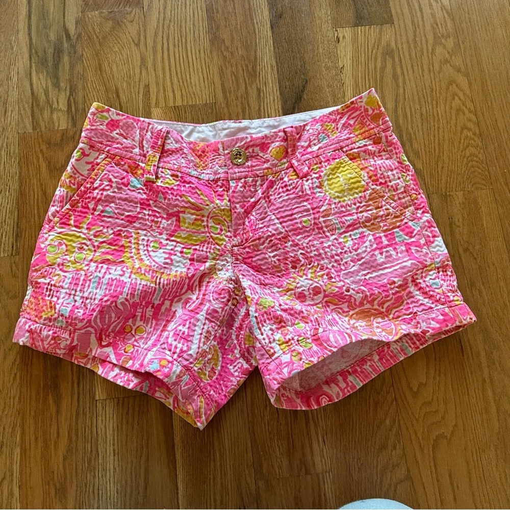 Lilly Pulitzer Callahan "Kini in the Keys" Pink and Yellow Women's Shorts Size 0